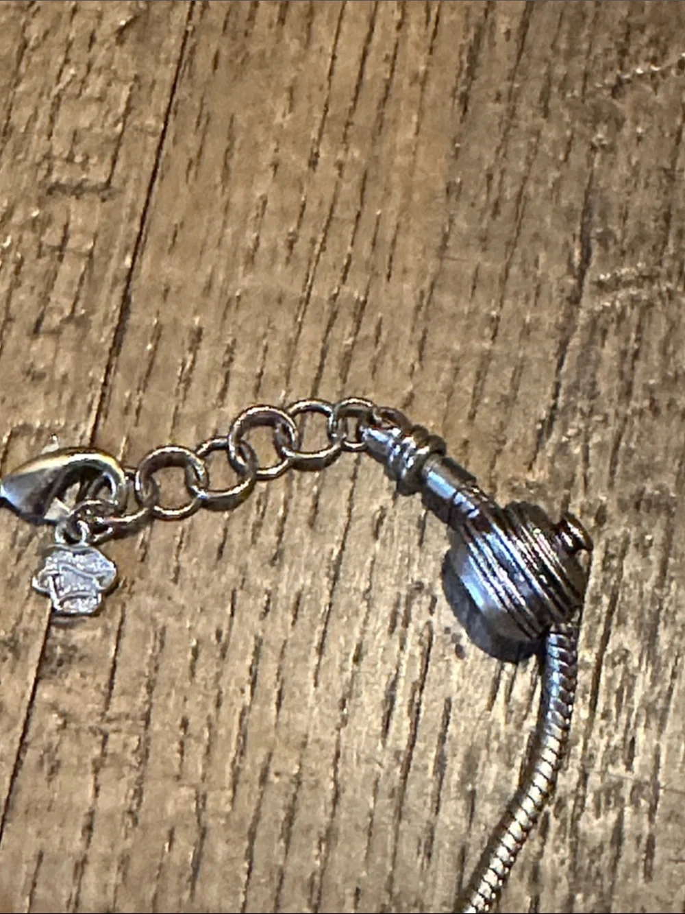 Sterling Silver Snake Chain Bracelet with Bead Accent